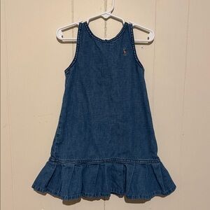 Ralph Lauren Denim Ruffle-Hem Tank Dress in Blue